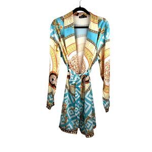 RESORTWEAR GLAM Shein Scarf Print Kimono – Wrap Robe Yacht Party – Size S